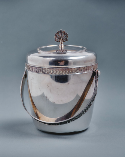 Silver-plated metal ice bucket, 1950s