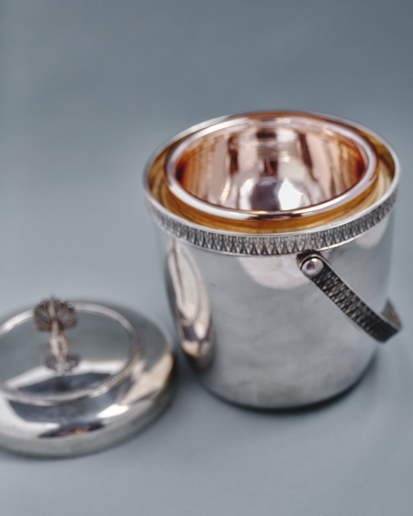 Silver-plated metal ice bucket, 1950s