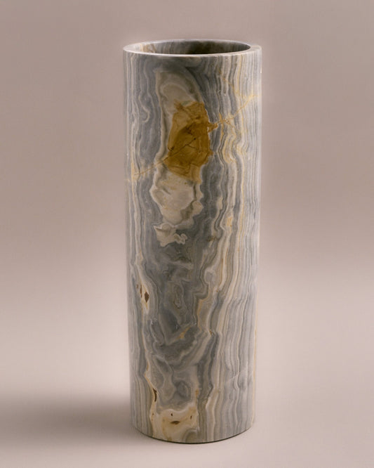 CYLINDRICAL VASE IN BLUE ONYX