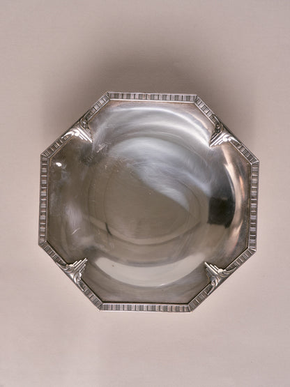 LARGE SILVER-PLATED METAL TRASH CUP
