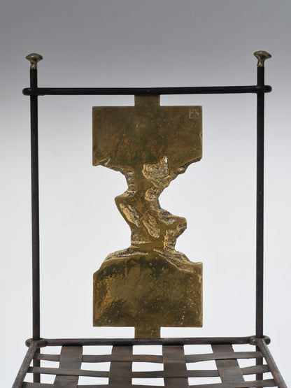 METAL AND BRONZE CHAIR, DAVID MARSHALL, 1970s