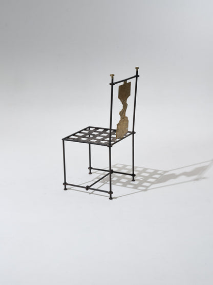 METAL AND BRONZE CHAIR, DAVID MARSHALL, 1970s