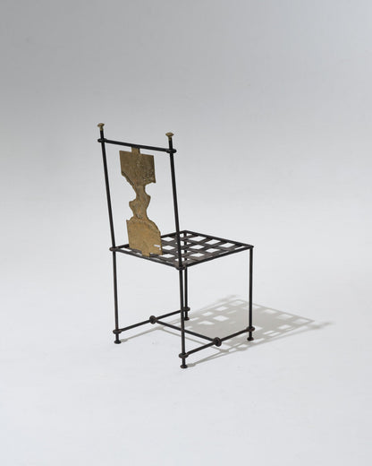 METAL AND BRONZE CHAIR, DAVID MARSHALL, 1970s