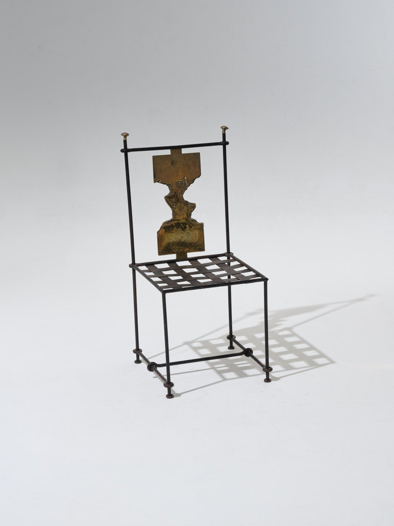 METAL AND BRONZE CHAIR, DAVID MARSHALL, 1970s