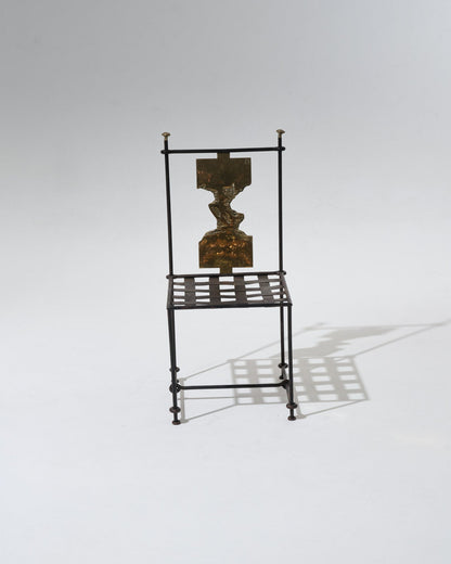 METAL AND BRONZE CHAIR, DAVID MARSHALL, 1970s