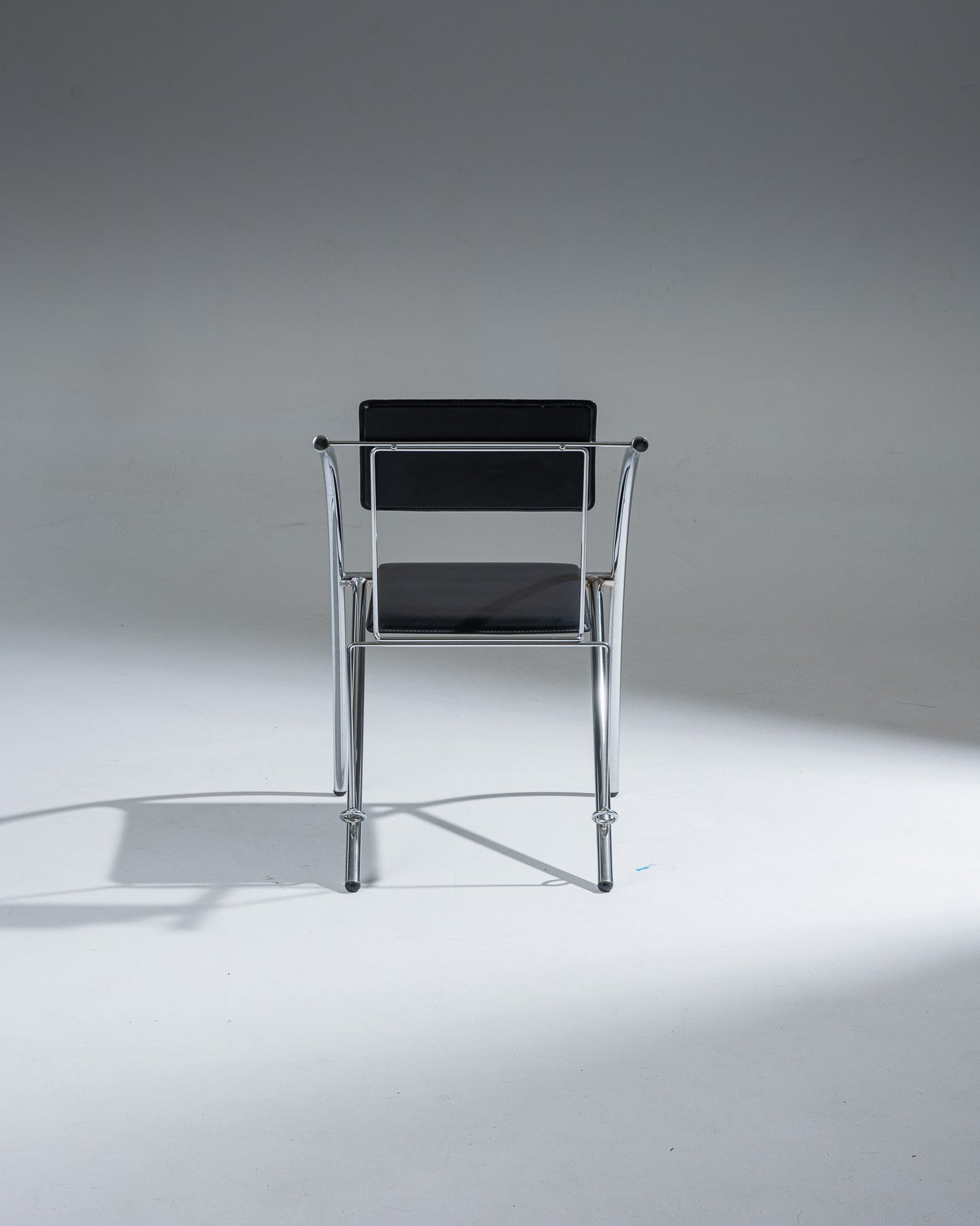 CHAISE EN CUIR NOIR ET ACIER INOXYDABLE, KARE DESIGN, 1980s