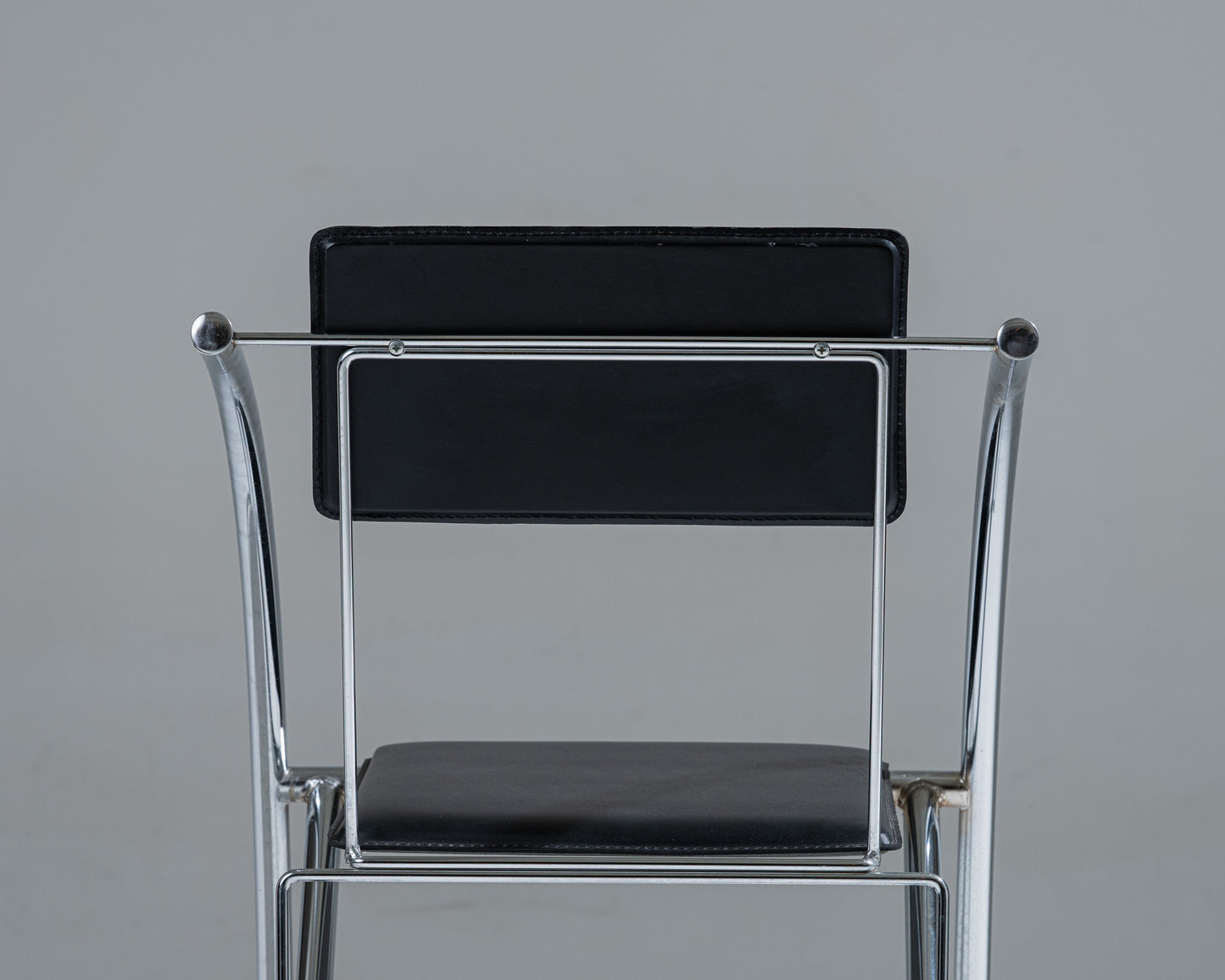 CHAISE EN CUIR NOIR ET ACIER INOXYDABLE, KARE DESIGN, 1980s