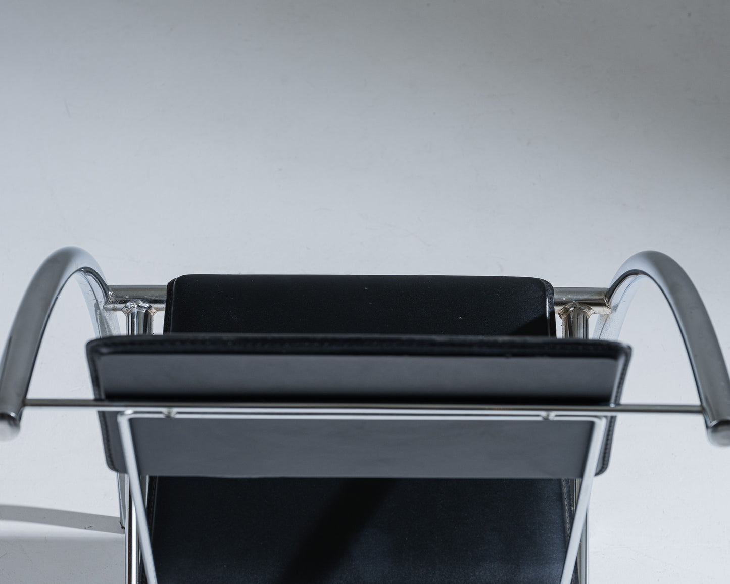 CHAISE EN CUIR NOIR ET ACIER INOXYDABLE, KARE DESIGN, 1980s