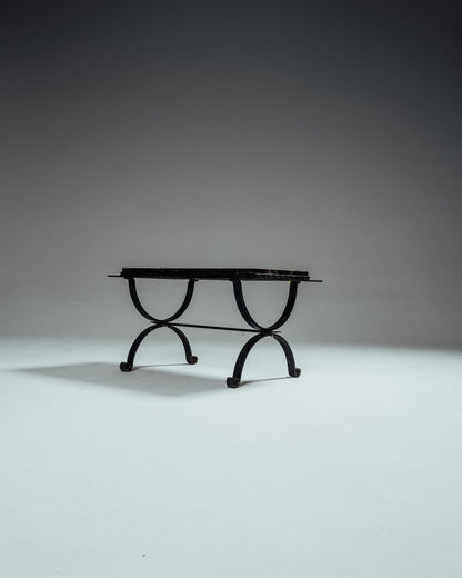 WROUGHT IRON AND MARBLE COFFEE TABLE, 1970s