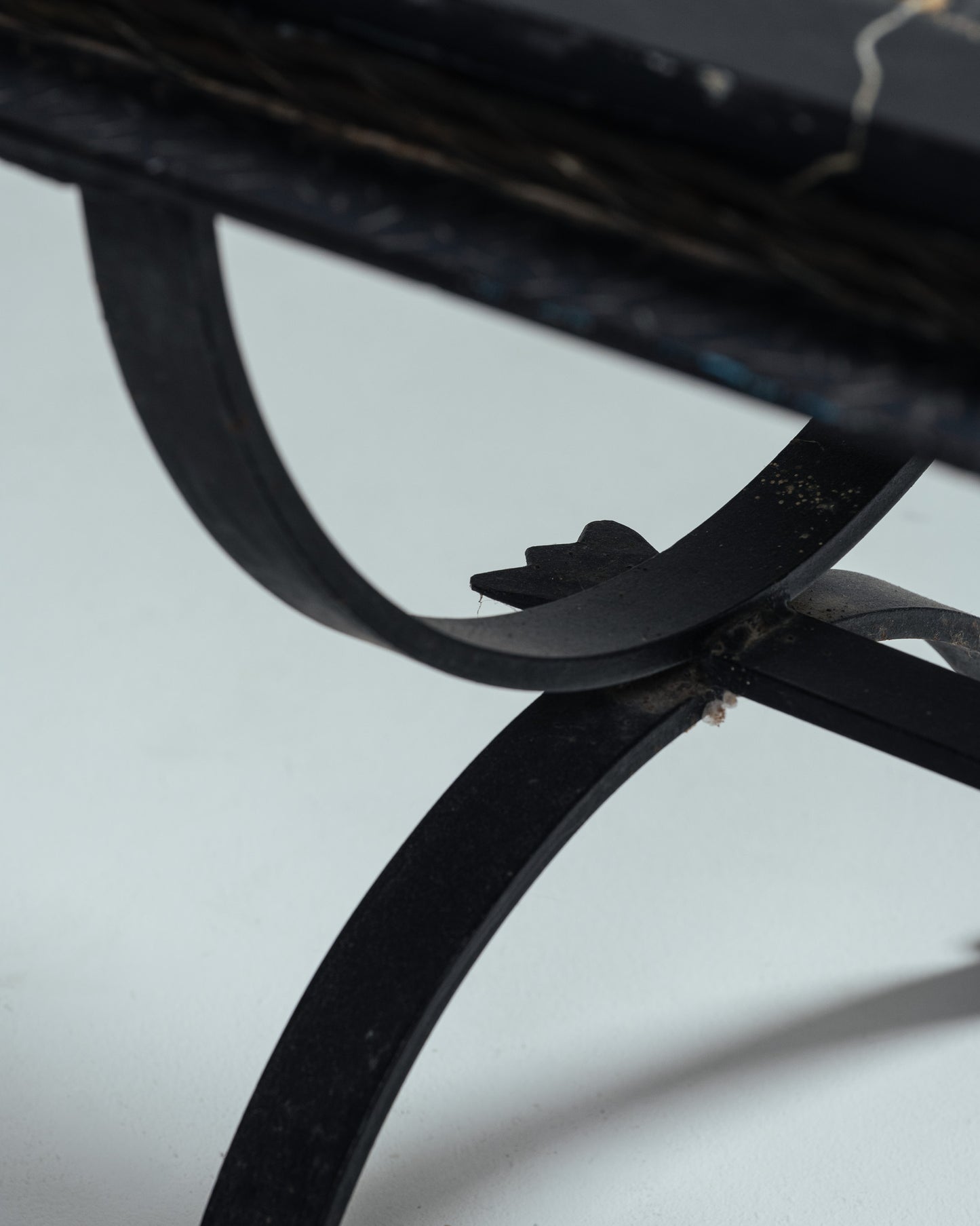 WROUGHT IRON AND MARBLE COFFEE TABLE, 1970s