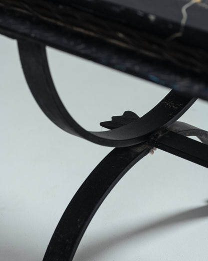 WROUGHT IRON AND MARBLE COFFEE TABLE, 1970s