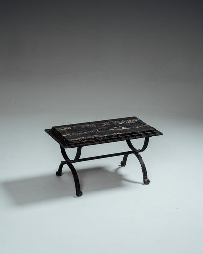 WROUGHT IRON AND MARBLE COFFEE TABLE, 1970s