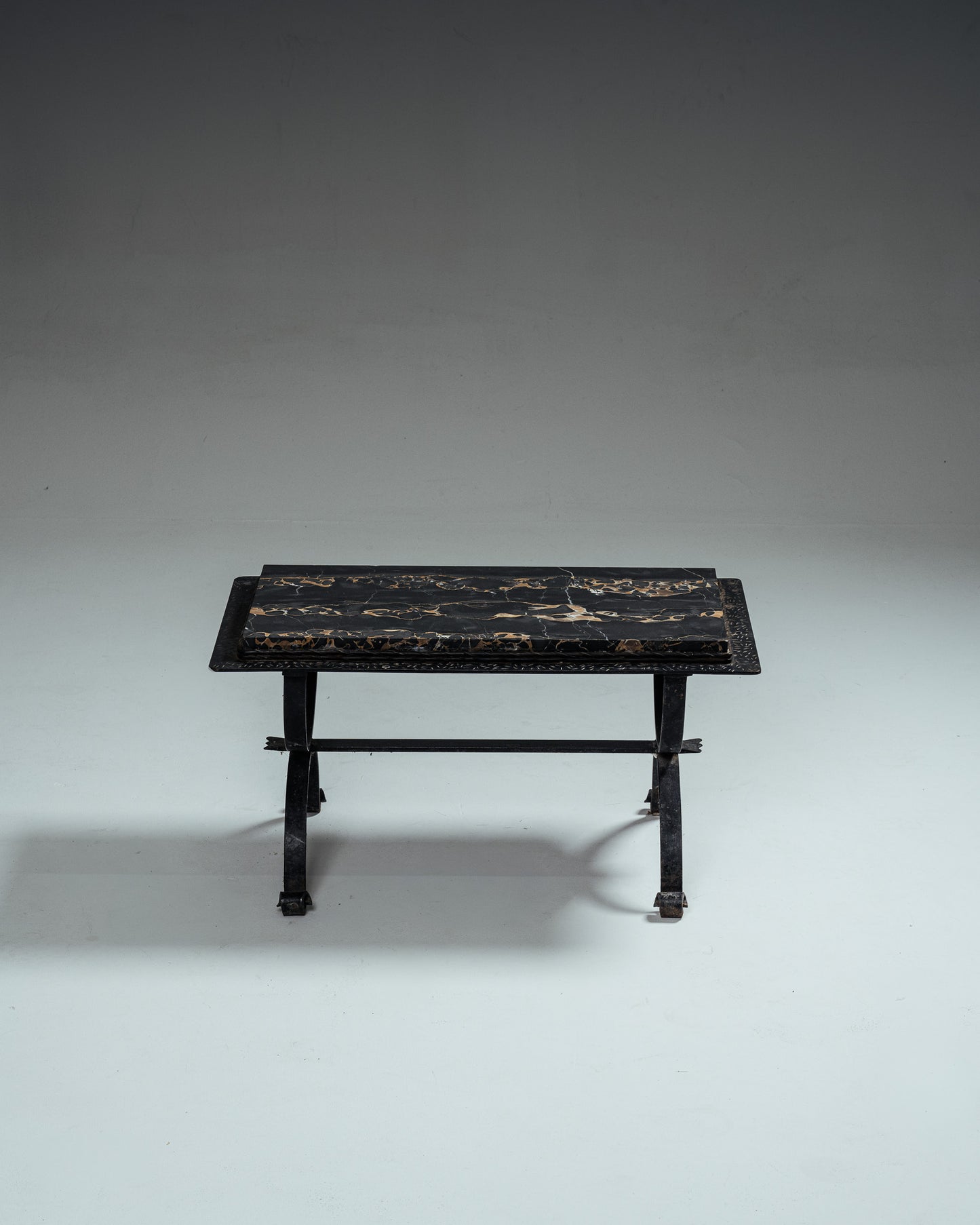 WROUGHT IRON AND MARBLE COFFEE TABLE, 1970s