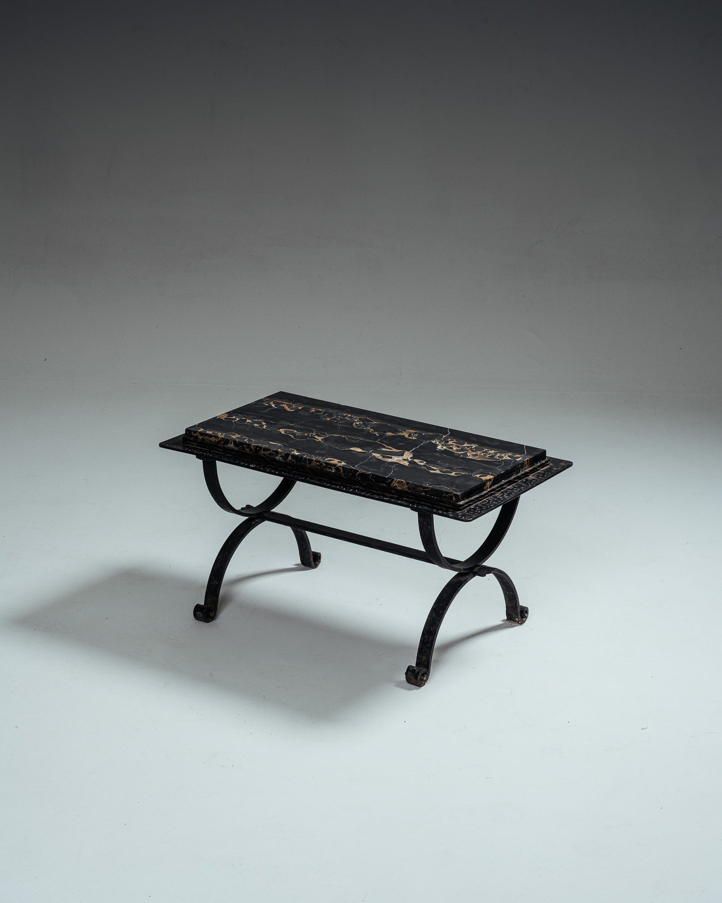 WROUGHT IRON AND MARBLE COFFEE TABLE, 1970s