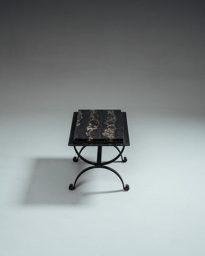 WROUGHT IRON AND MARBLE COFFEE TABLE, 1970s
