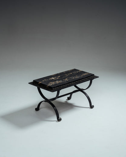 WROUGHT IRON AND MARBLE COFFEE TABLE, 1970s