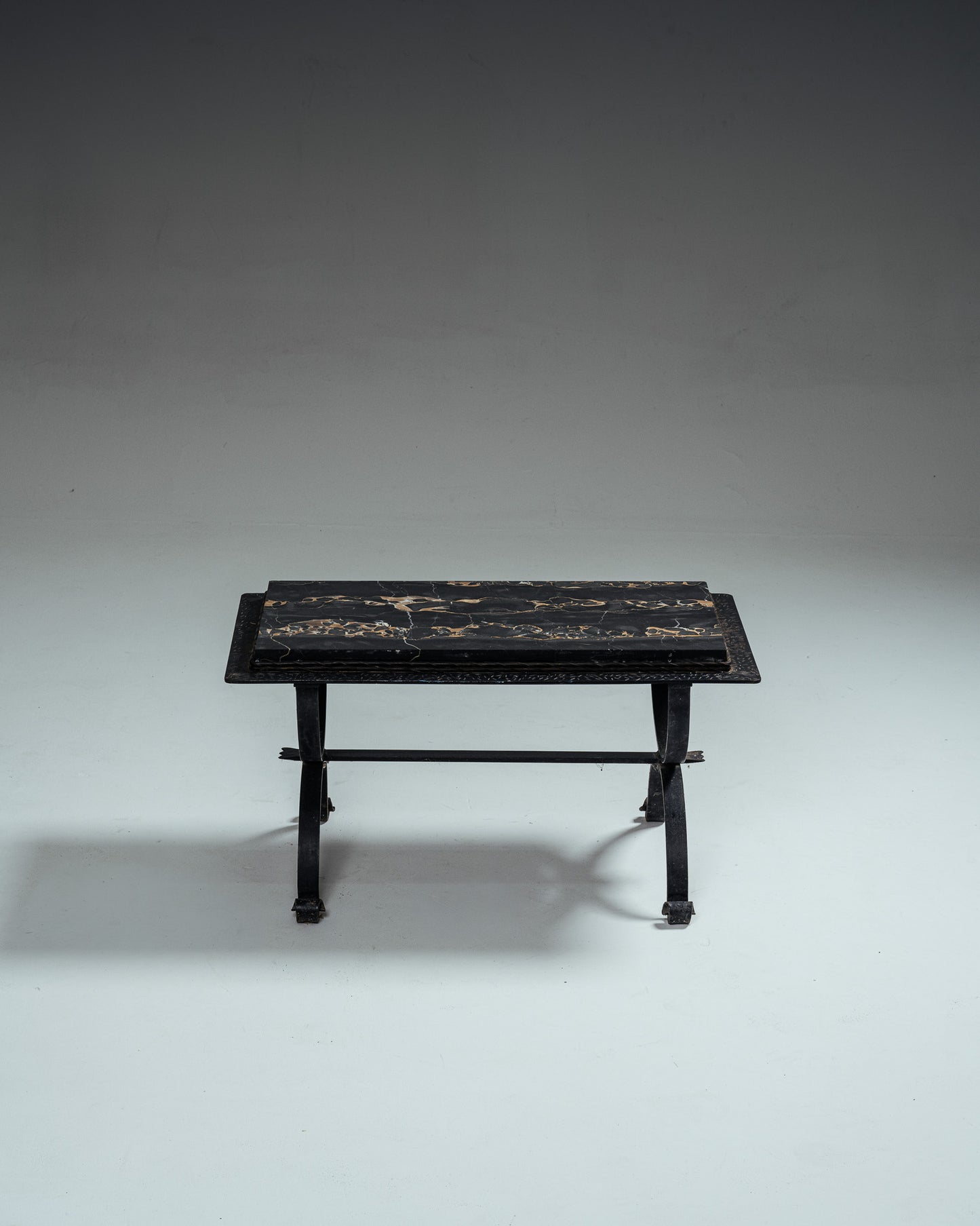 WROUGHT IRON AND MARBLE COFFEE TABLE, 1970s