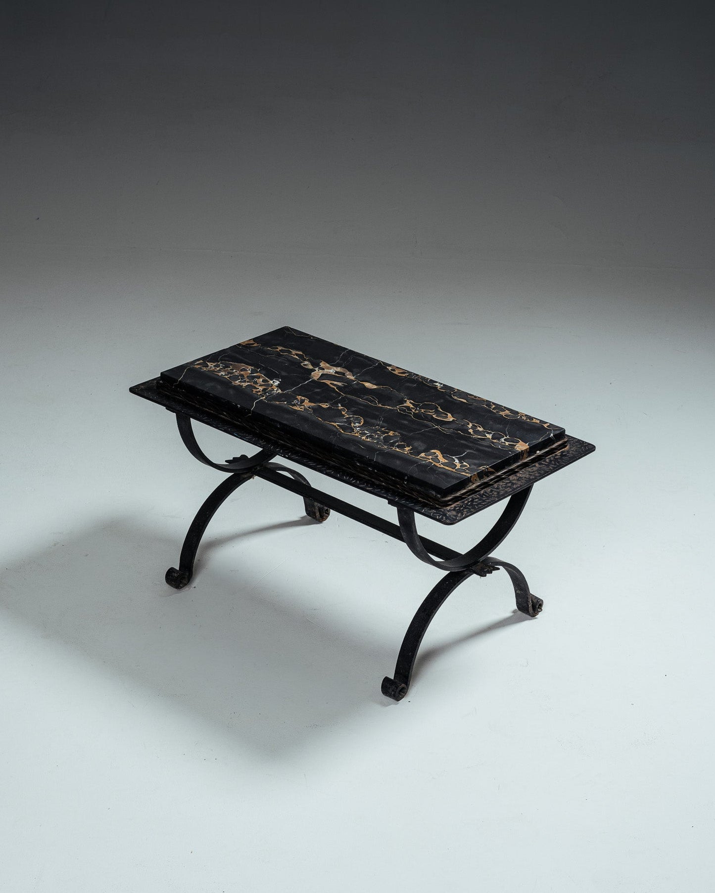 WROUGHT IRON AND MARBLE COFFEE TABLE, 1970s