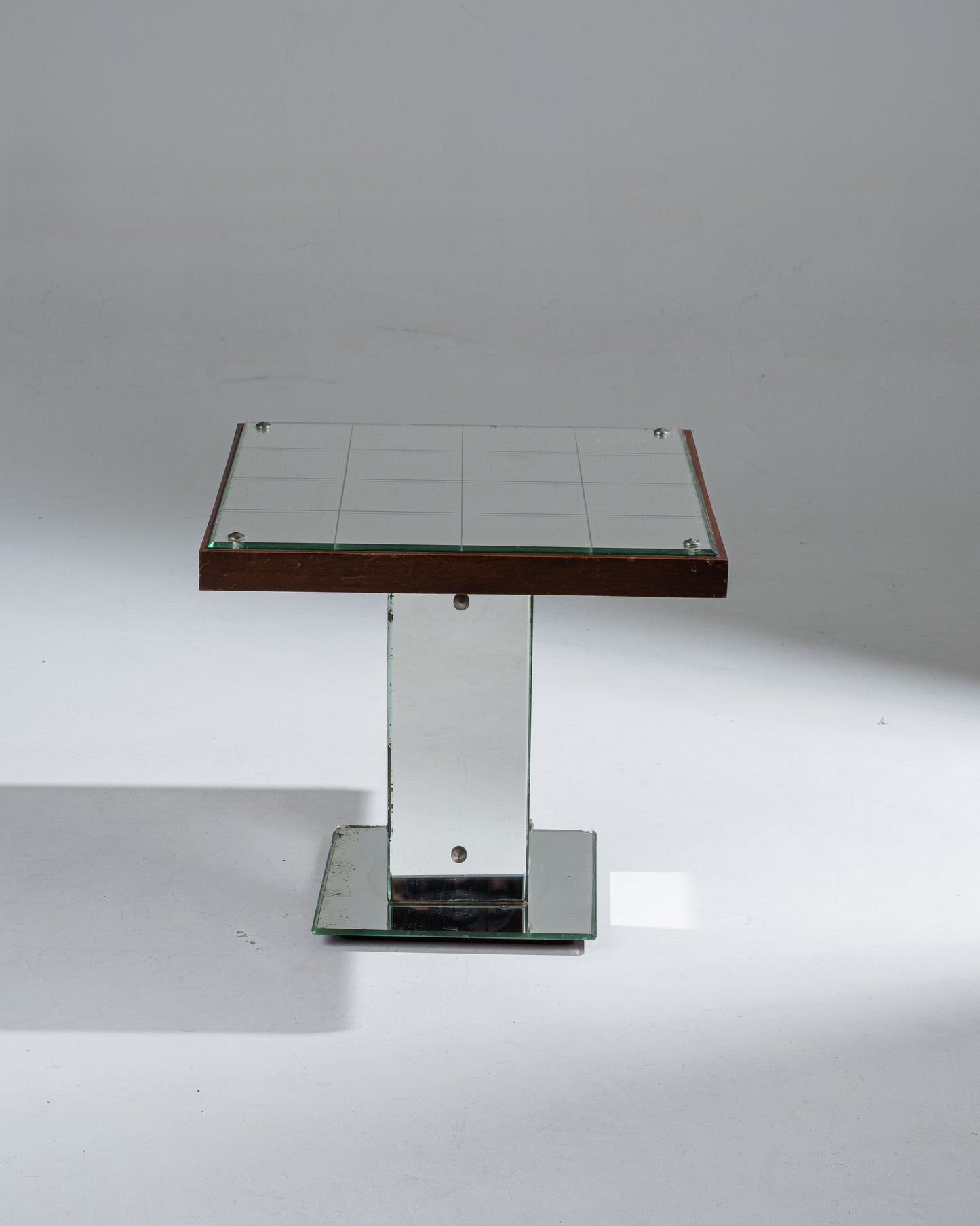 WOODEN AND MIRROR SIDE TABLE