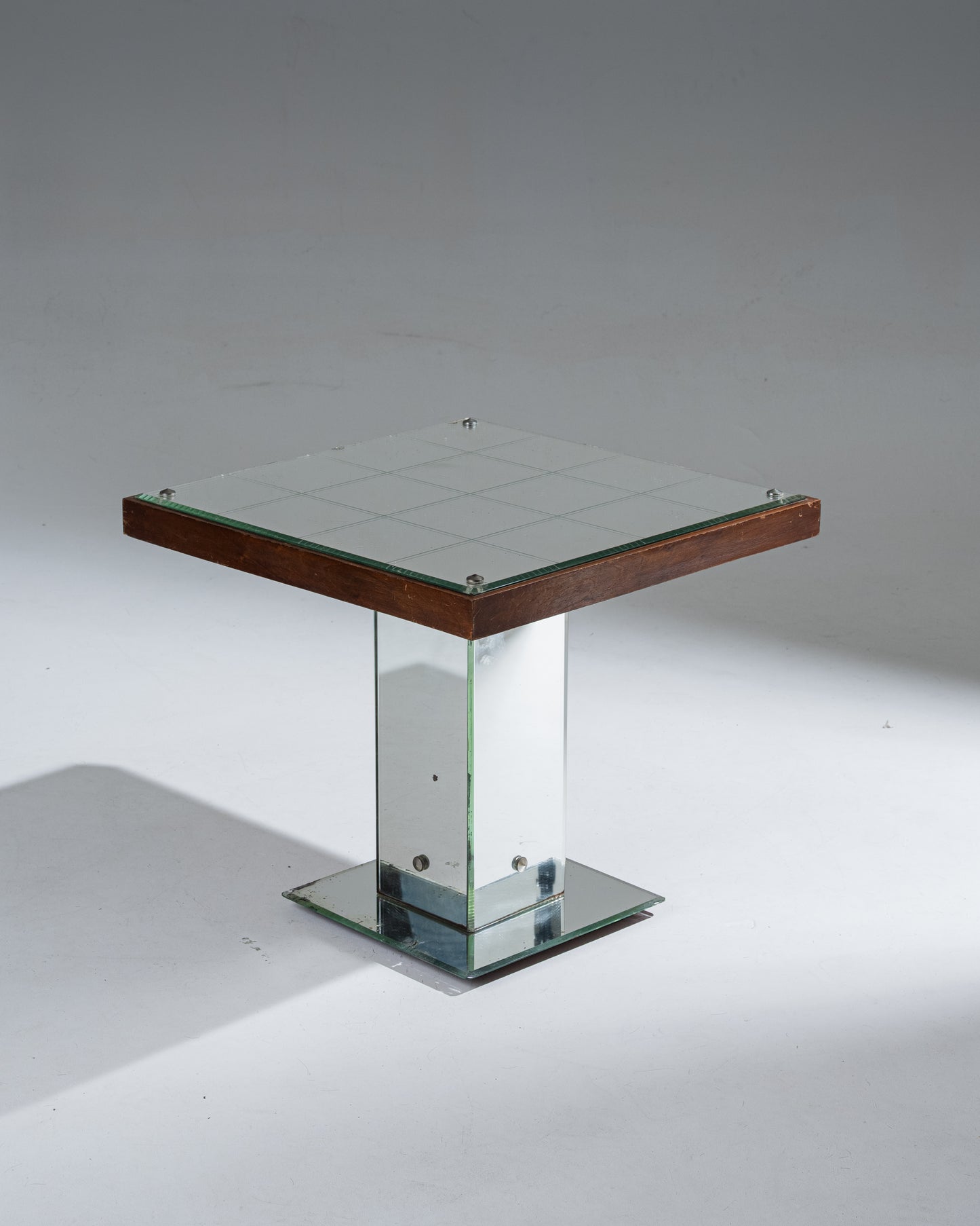 WOODEN AND MIRROR SIDE TABLE