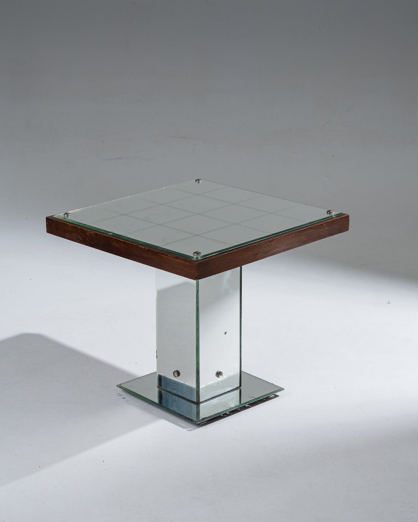 WOODEN AND MIRROR SIDE TABLE