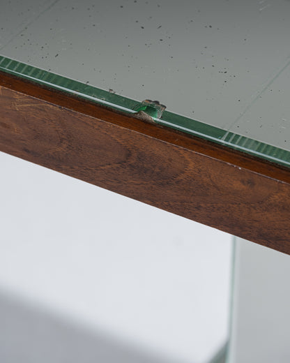 WOODEN AND MIRROR SIDE TABLE