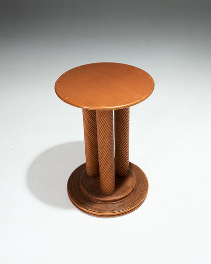 TABLE EN ROTIN ET VERRE