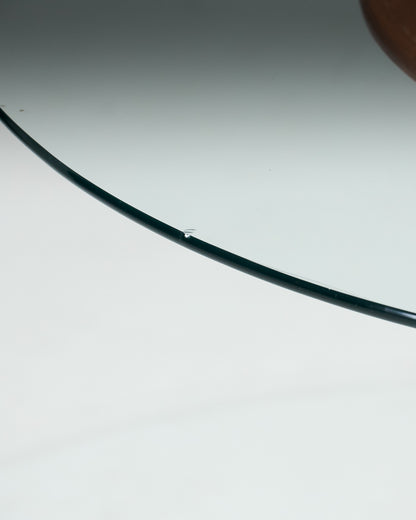 TABLE EN ROTIN ET VERRE