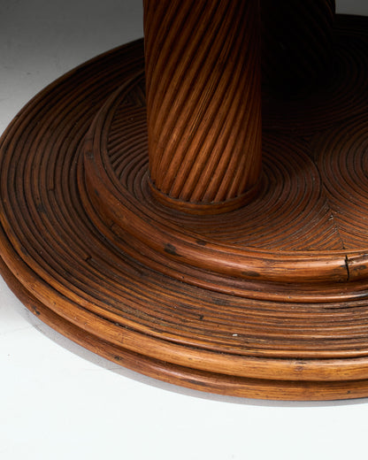 TABLE EN ROTIN ET VERRE