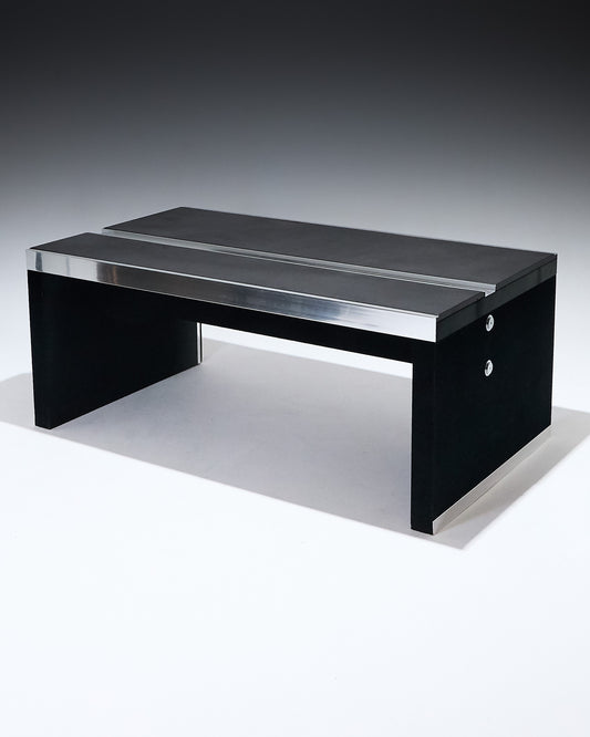 STEEL AND WOOD DESK, GUIDO FALESCHINI, MARIANI, 1970s
