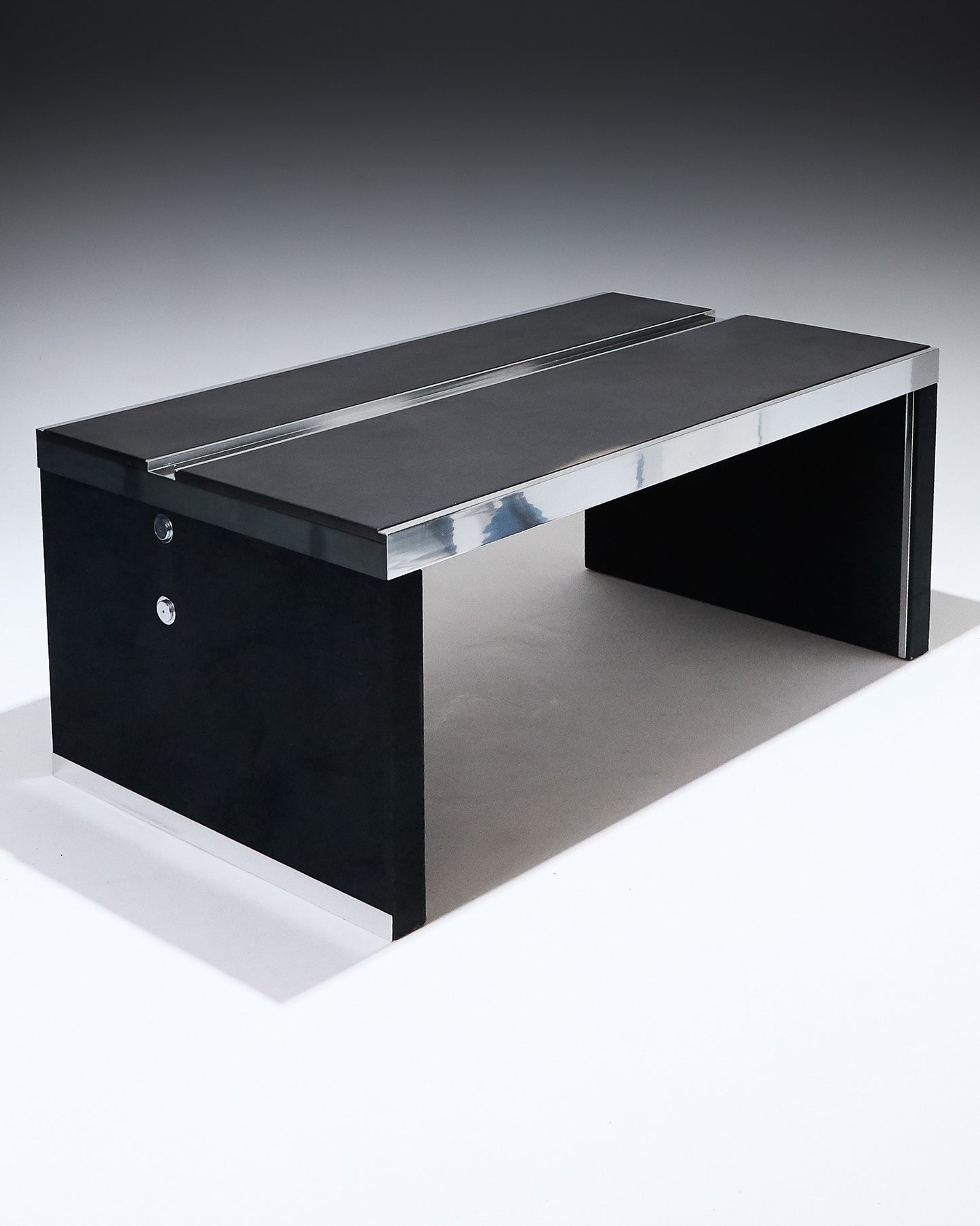 BUREAU EN ACIER ET BOIS, GUIDO FALESCHINI, MARIANI, 1970s