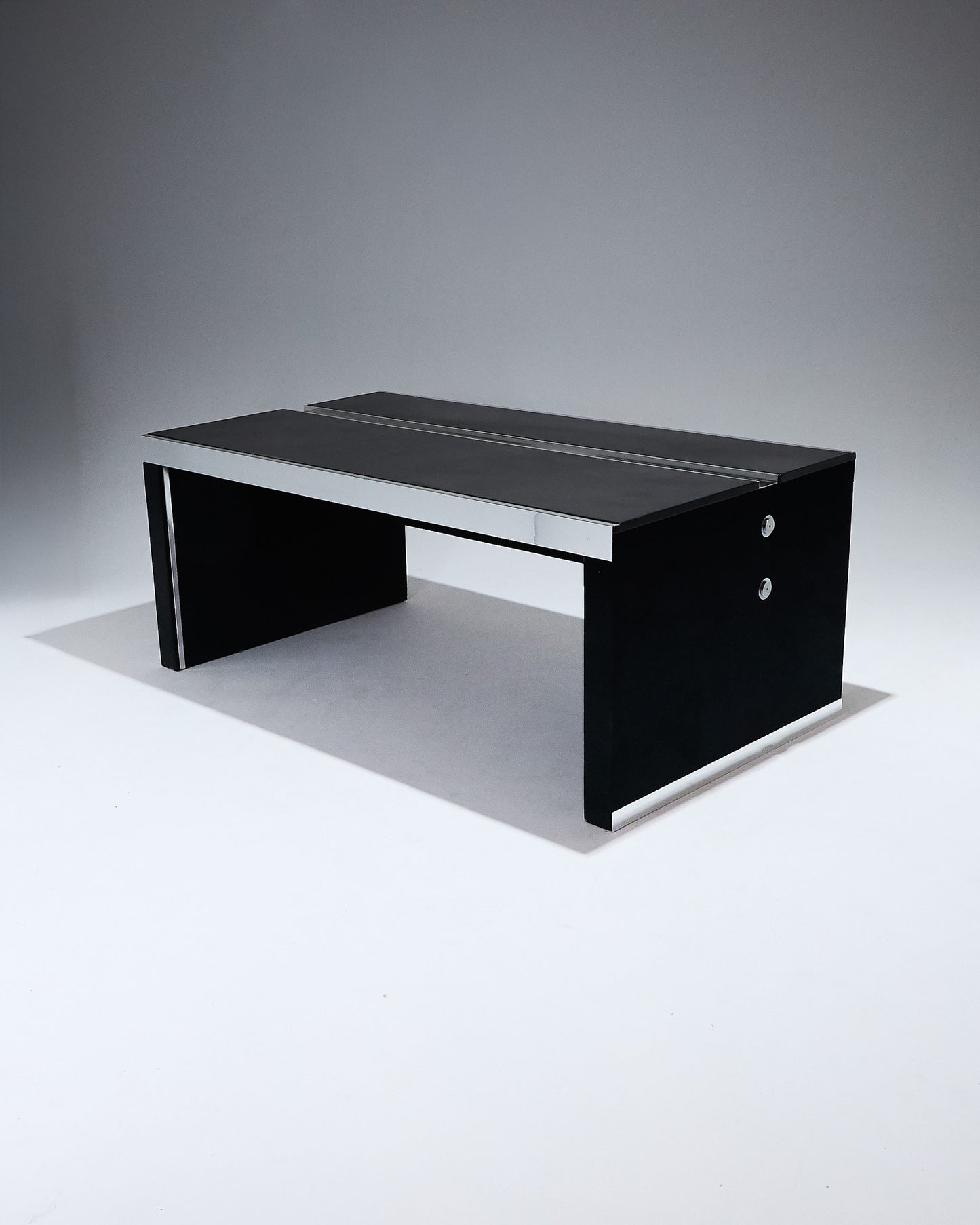 BUREAU EN ACIER ET BOIS, GUIDO FALESCHINI, MARIANI, 1970s