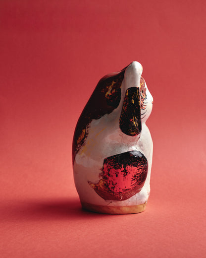 SCULPTURE DE PAIRE DE CHATS JAPONAIS EN PAPIER MÂCHÉ