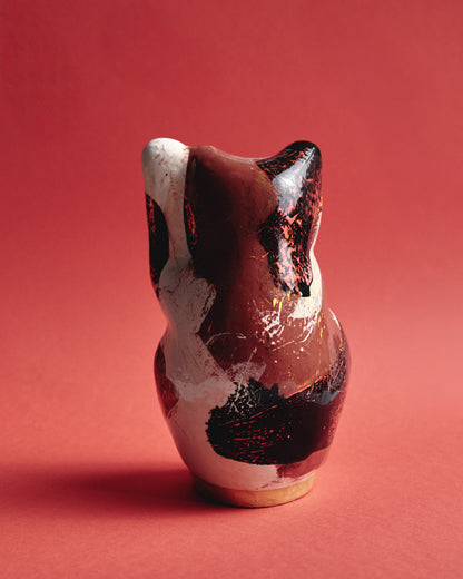 SCULPTURE DE PAIRE DE CHATS JAPONAIS EN PAPIER MÂCHÉ