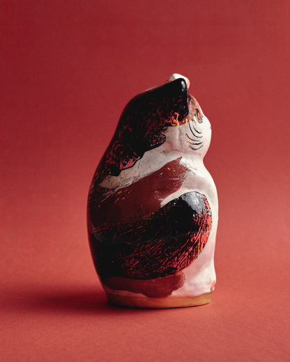 SCULPTURE DE PAIRE DE CHATS JAPONAIS EN PAPIER MÂCHÉ