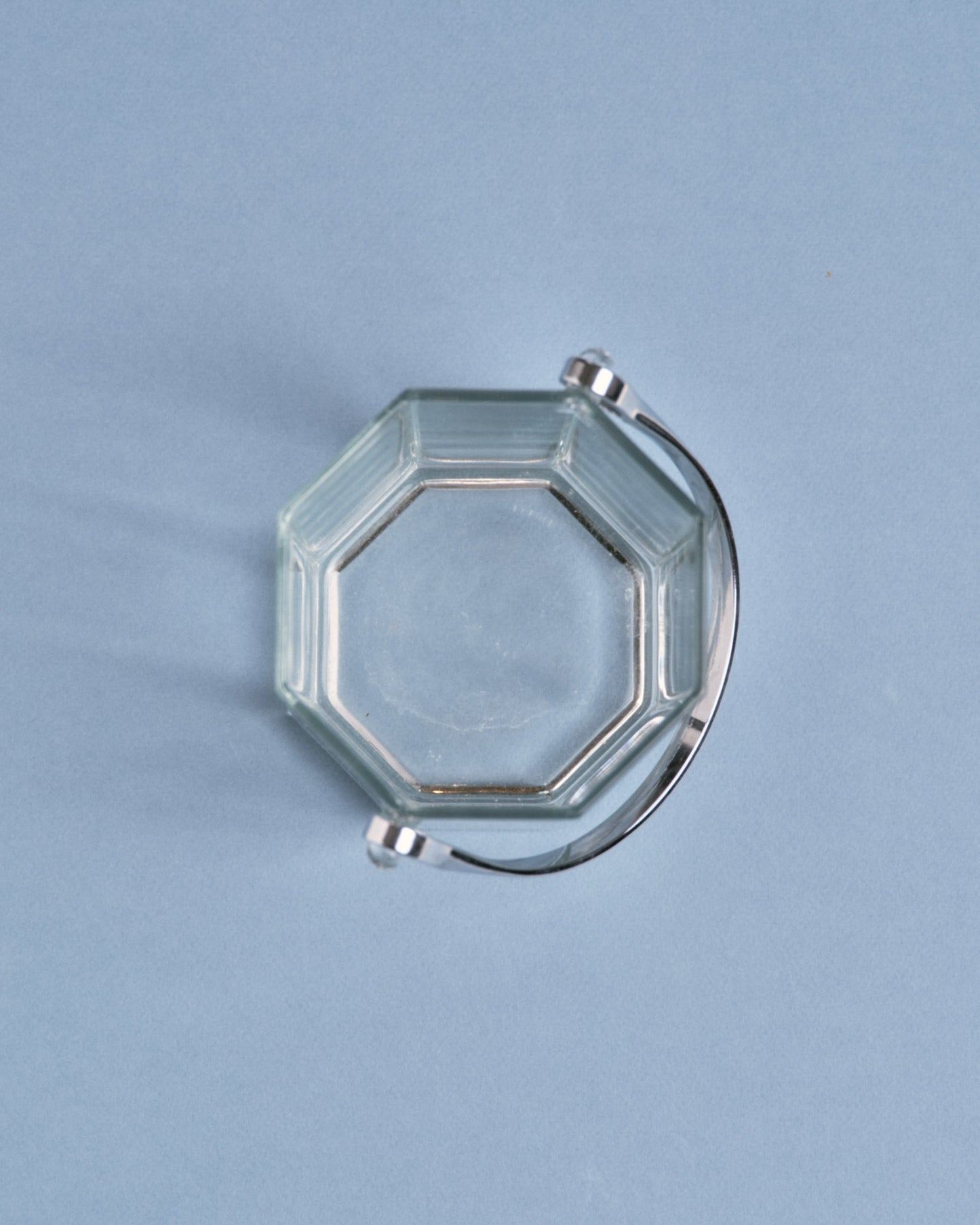 Glass ice bucket with metal handle, 1970s