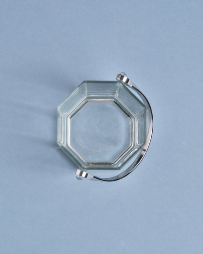 Glass ice bucket with metal handle, 1970s