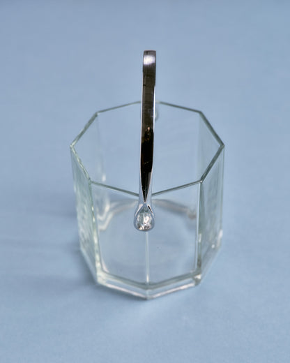 Glass ice bucket with metal handle, 1970s