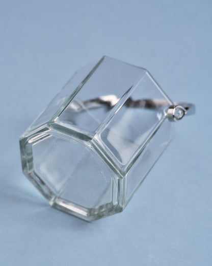 Glass ice bucket with metal handle, 1970s