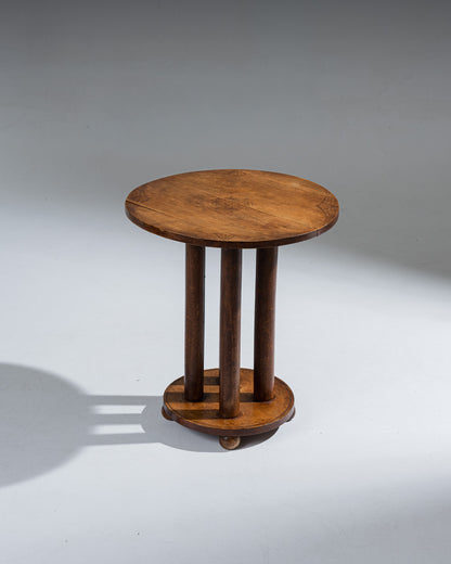 WOODEN SIDE TABLE, ART DECO ENGRAVED DECORATION
