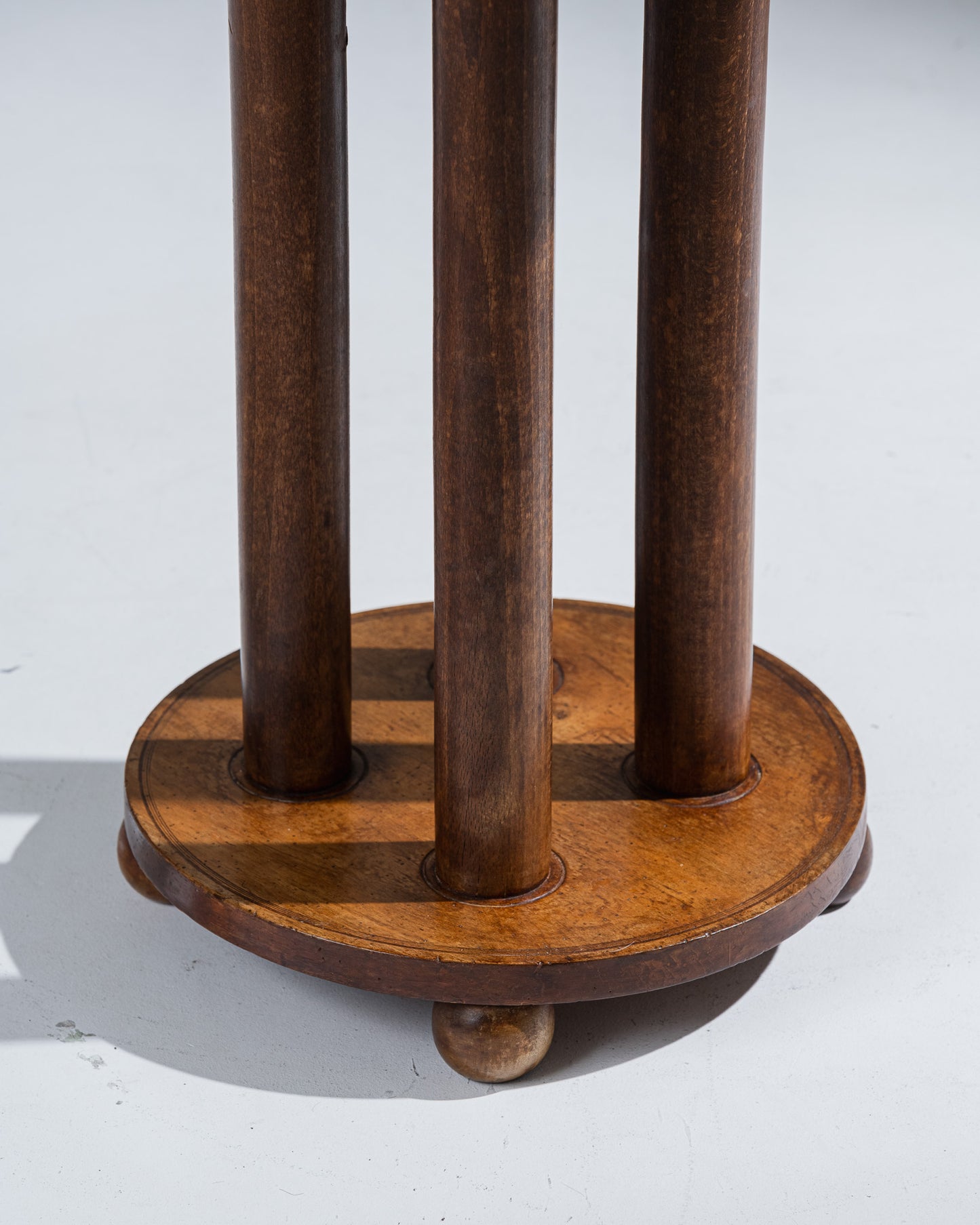 WOODEN SIDE TABLE, ART DECO ENGRAVED DECORATION