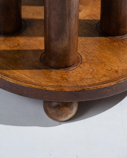 WOODEN SIDE TABLE, ART DECO ENGRAVED DECORATION