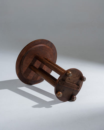 WOODEN SIDE TABLE, ART DECO ENGRAVED DECORATION