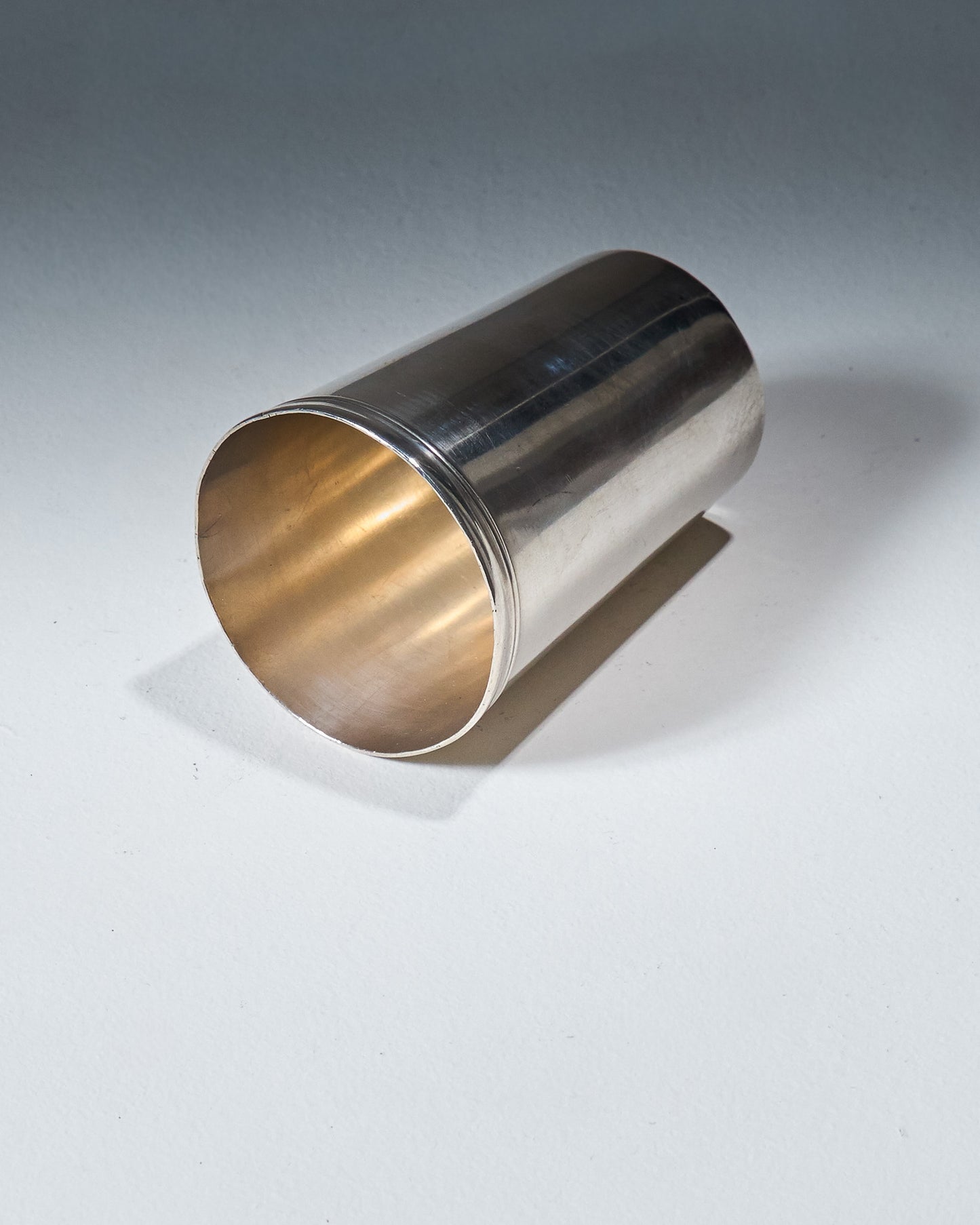 SILVER-PLATED METAL TUMBLER, 1950s