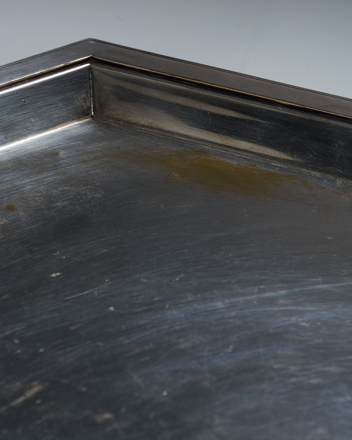 SILVER-PLATED METAL AND ROSEWOOD TRAY, 1930s