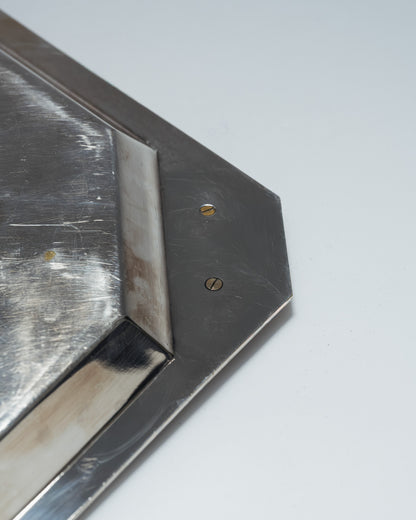 SILVER-PLATED METAL AND ROSEWOOD TRAY, 1930s