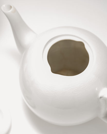 THÉIÈRE EN MÉTAL ET PORCELAINE, BREDEMEYER, 1980s