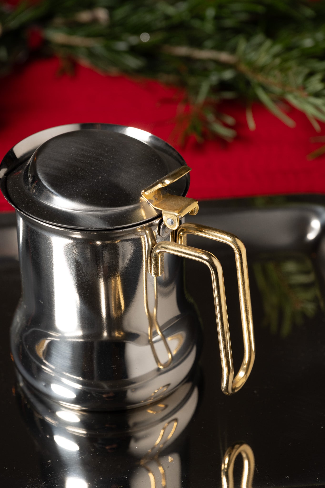 SERVICE À CAFÉ EN INOX ET LAITON, ITALIE, 1980s