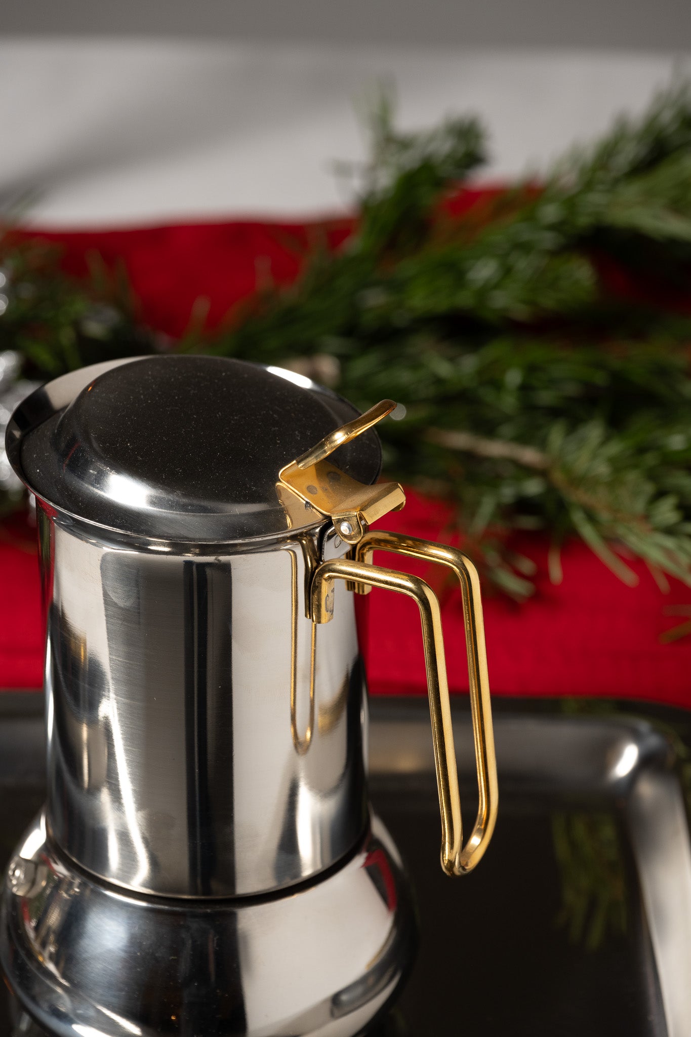 SERVICE À CAFÉ EN INOX ET LAITON, ITALIE, 1980s