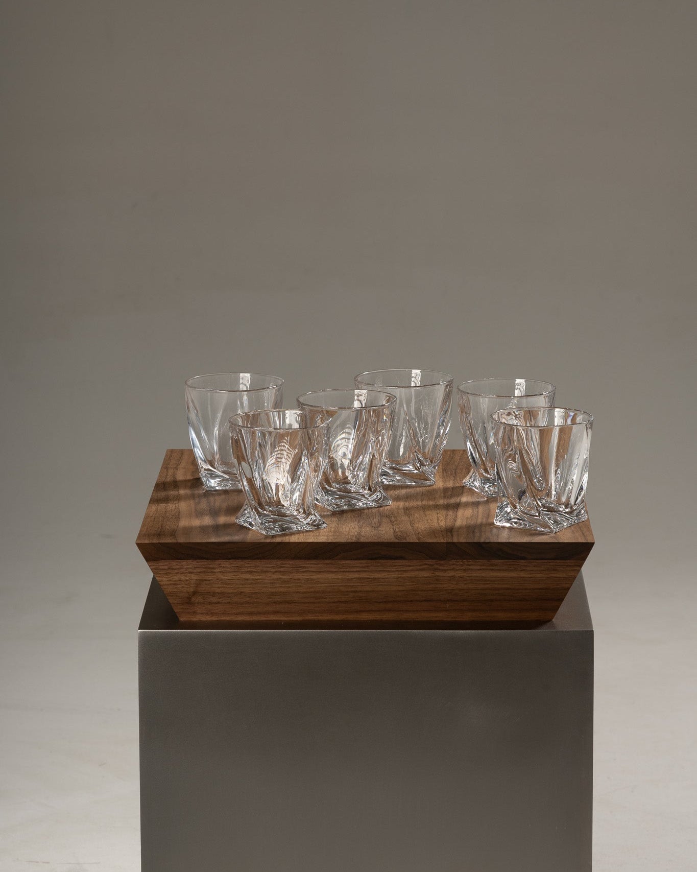 SET OF 6 QUADRO CRYSTAL WHISKEY GLASSES, 1990s